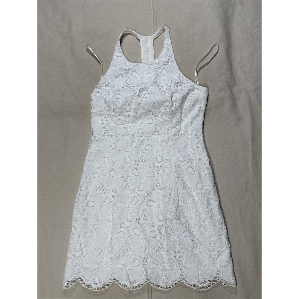 Lilly Pulitzer Bridal Collection White Lace Reeve Shift Dress Daisy Floral Sz 4